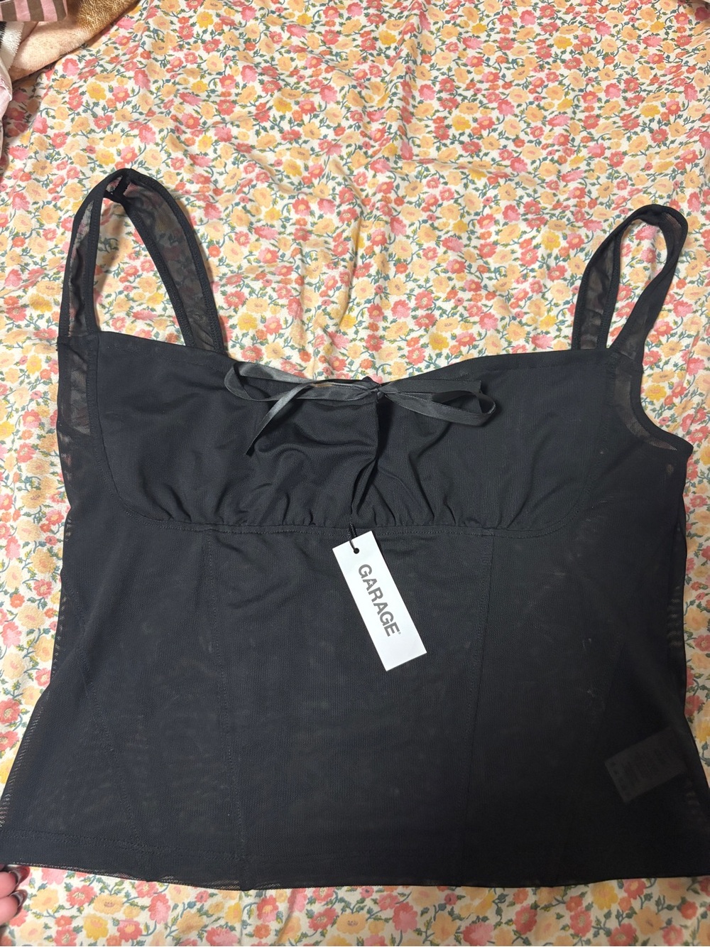 Garage Black Bow-Front Camisole